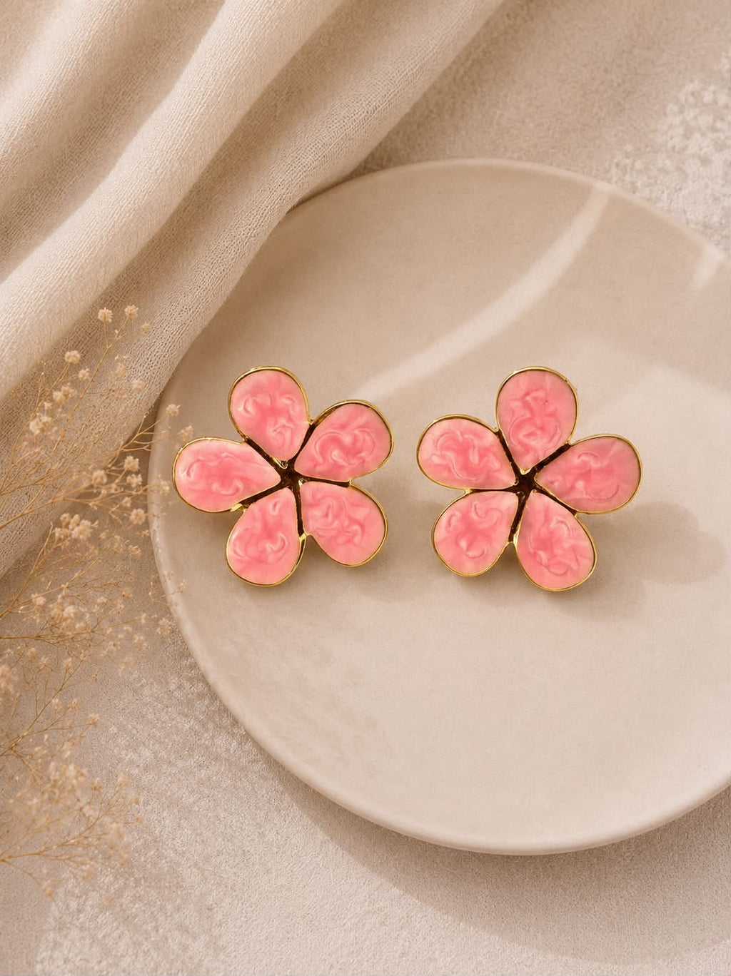 Boucles Fleur Rose Poudré