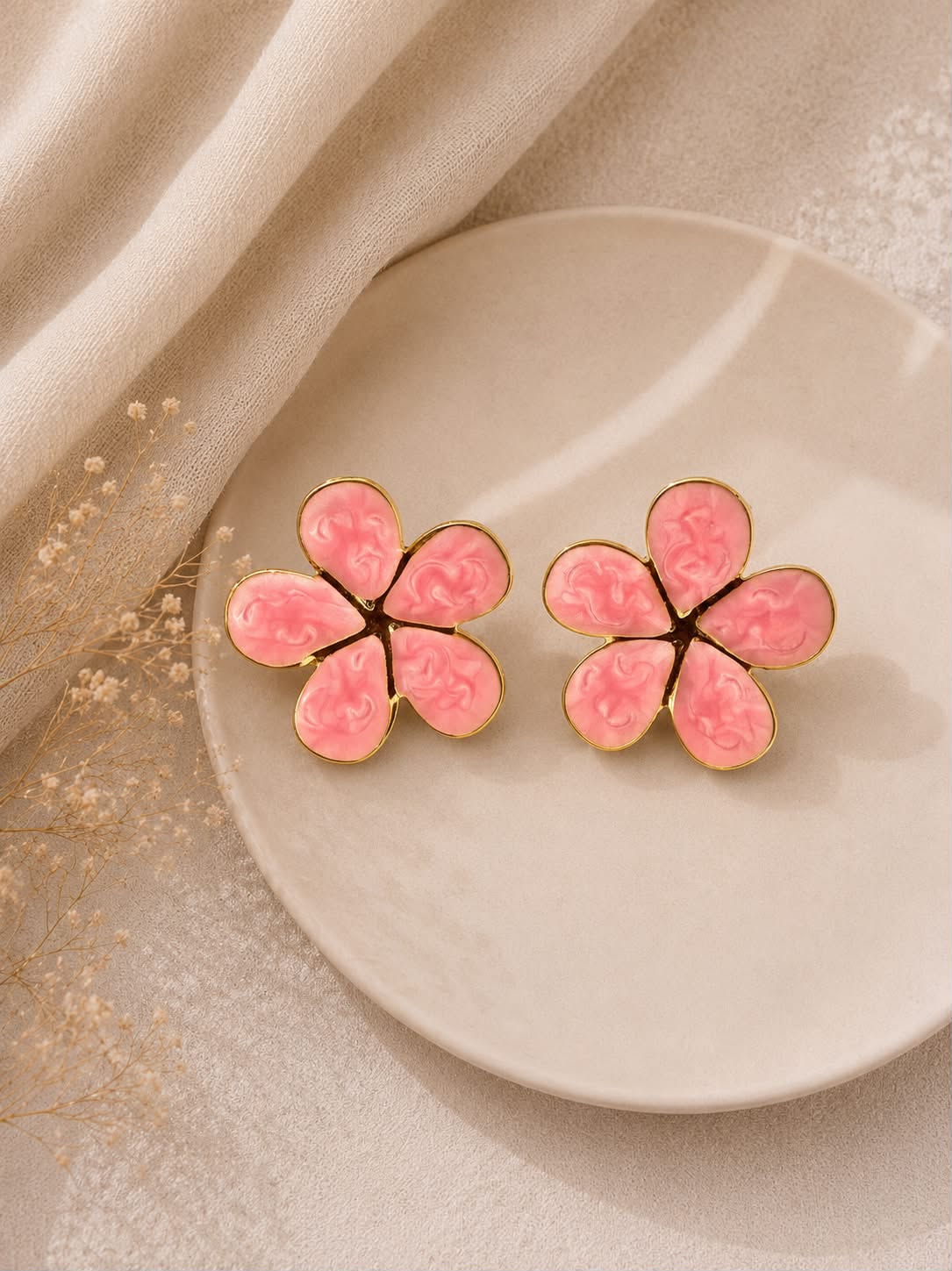Boucles Fleur Rose Poudré