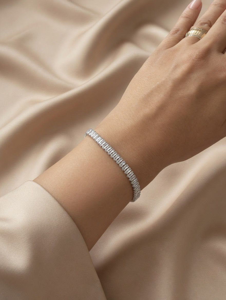 Bracelet Tennis Carré Argent