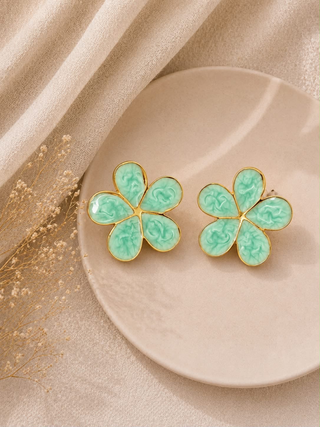 Boucles Fleur Vert Menthe